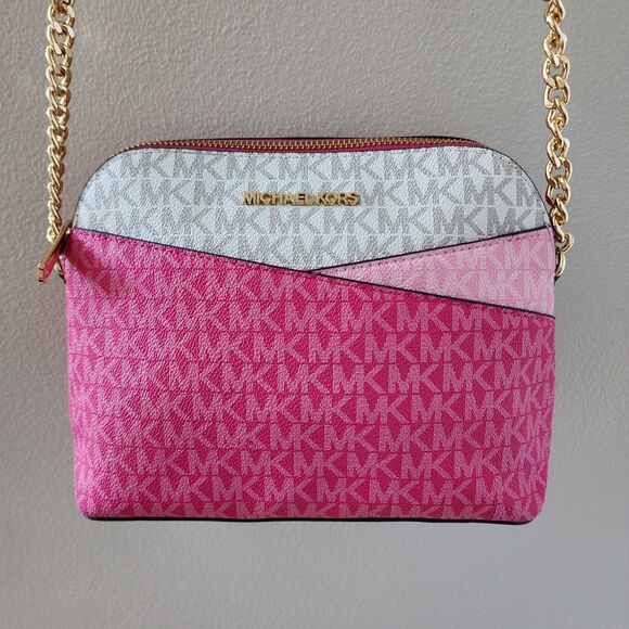 MICHAEL KORS Jet Set Travel Medium Color-Block Signature Logo Dome Crossbody Bag - Picture 1 of 11